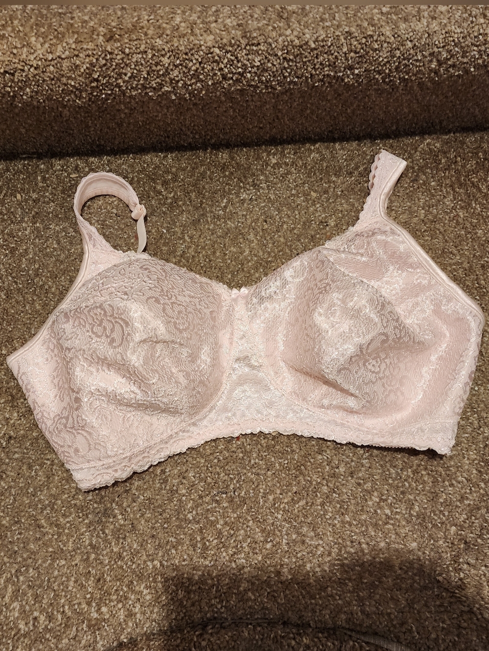 Playtex 18 Hour 4008 Light Pink Rosewater Lace Wireless Full-Coverage Bra 46DDD